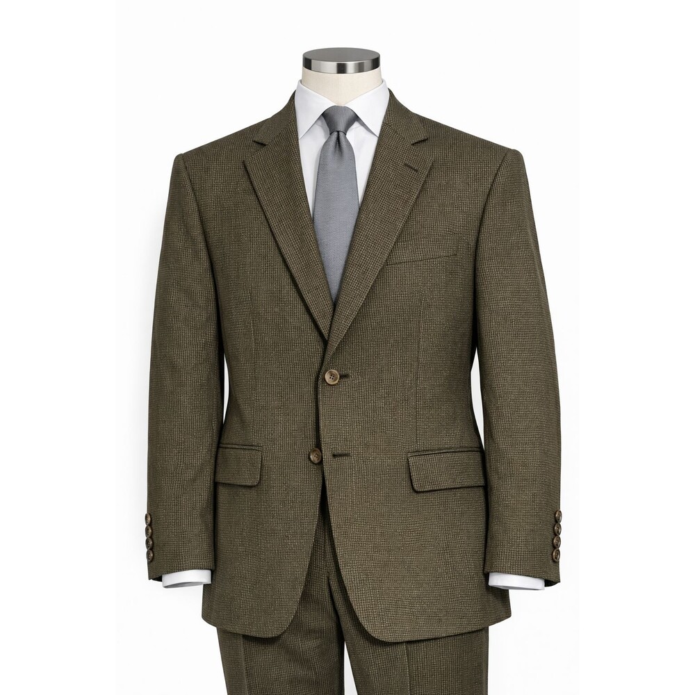 Size-Large Geoffrey Beene Blazer 42S Brown Check 2 Button Mens Sport Coat